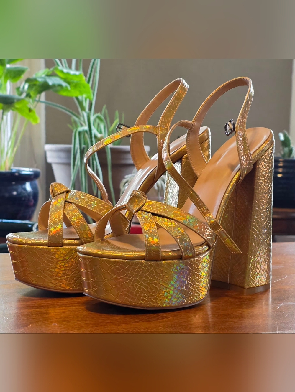 Super High Gold Platform Sandals